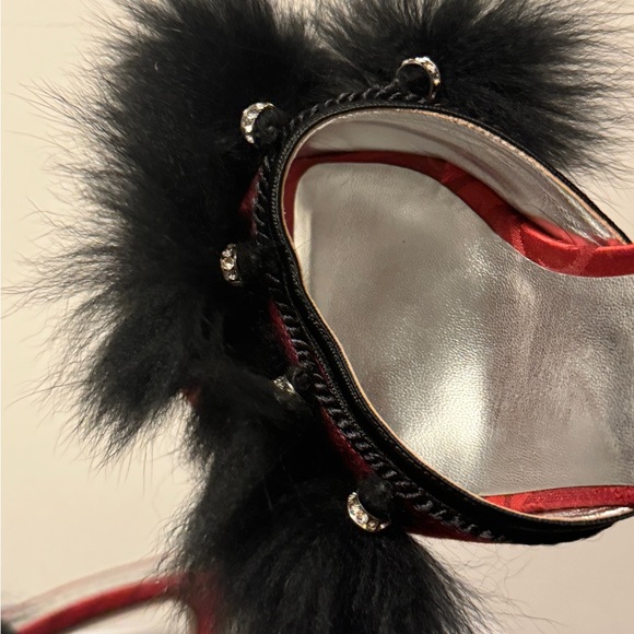 Marc Jacobs red fur sandal mules kitten heel - Picture 10 of 10